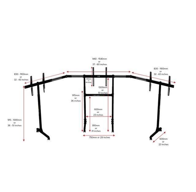 Next Level Racing® Free Standing Triple Monitor stand
