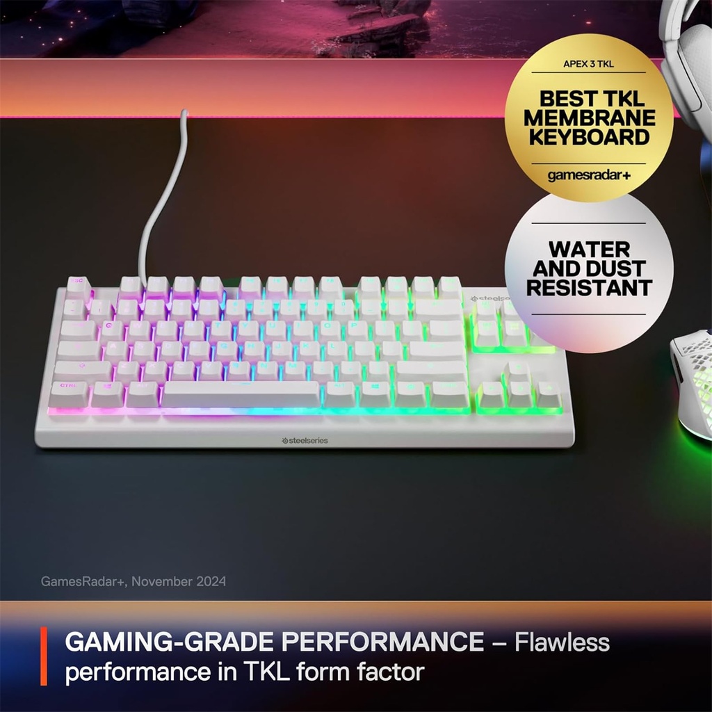 SteelSeries Apex 3 TKL Gaming Keyboard - White (US)
