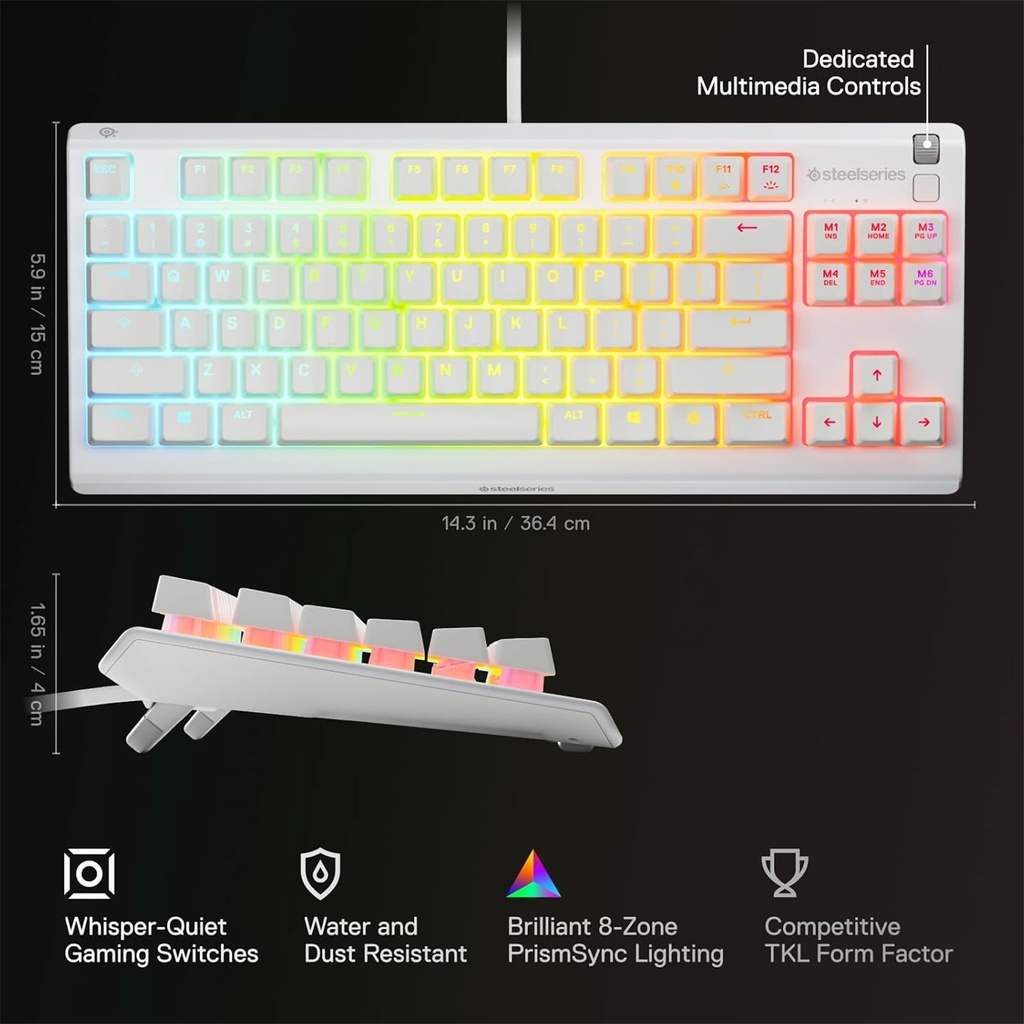 SteelSeries Apex 3 TKL Gaming Keyboard - White (US)