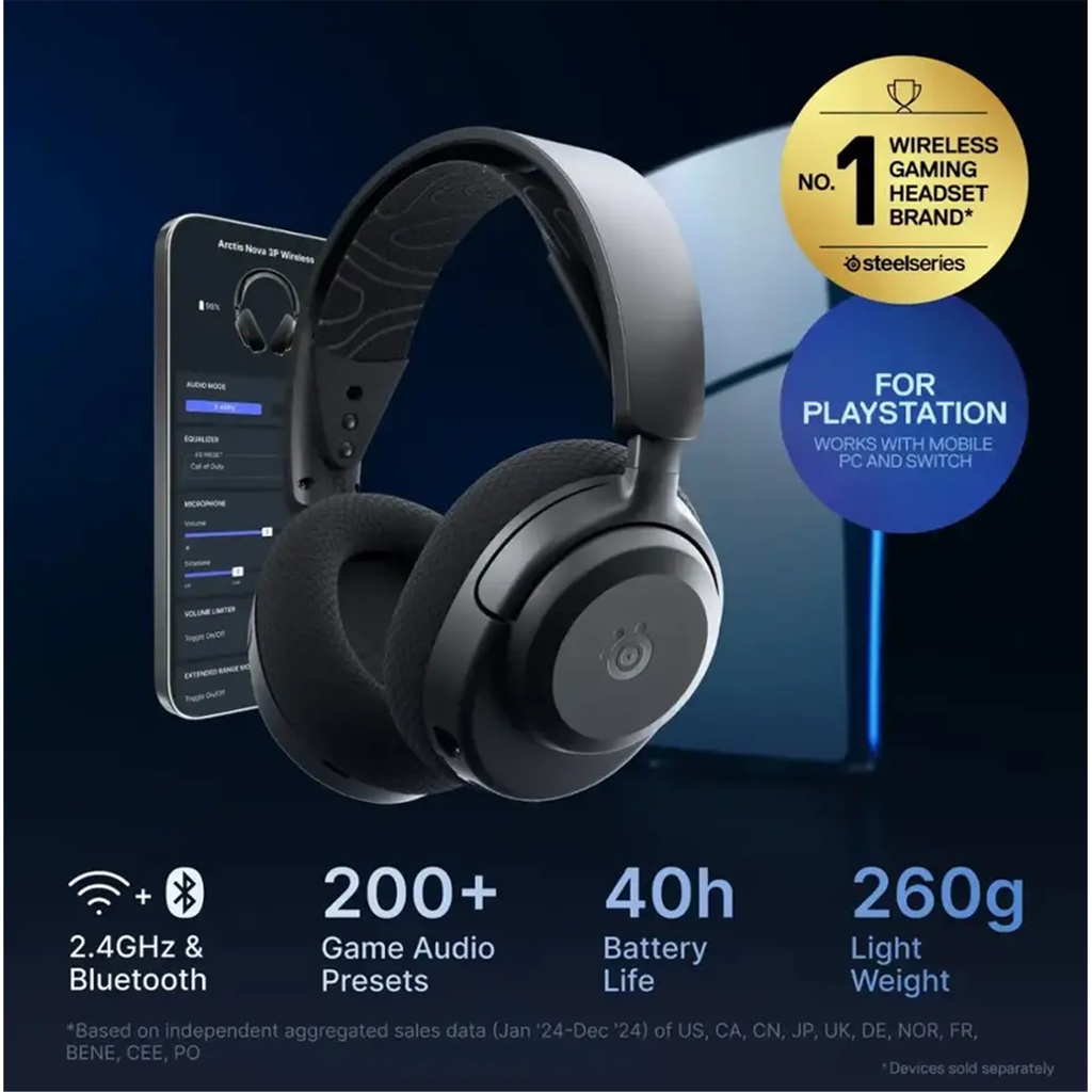 SteelSeries Arctis Nova 3PW Black Wireless Headset