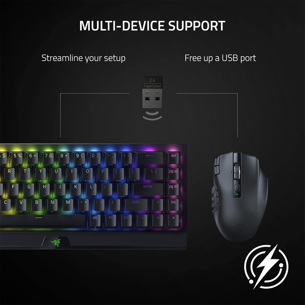 RAZER NAGA V2 HYPERSPEED - WIRELESS MMO GAMING MOUSE