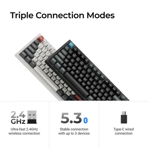 Keychron Q3 Ultra 8K Wireless Black Silk POM Switch BANANA Custom Mechanical Keyboard