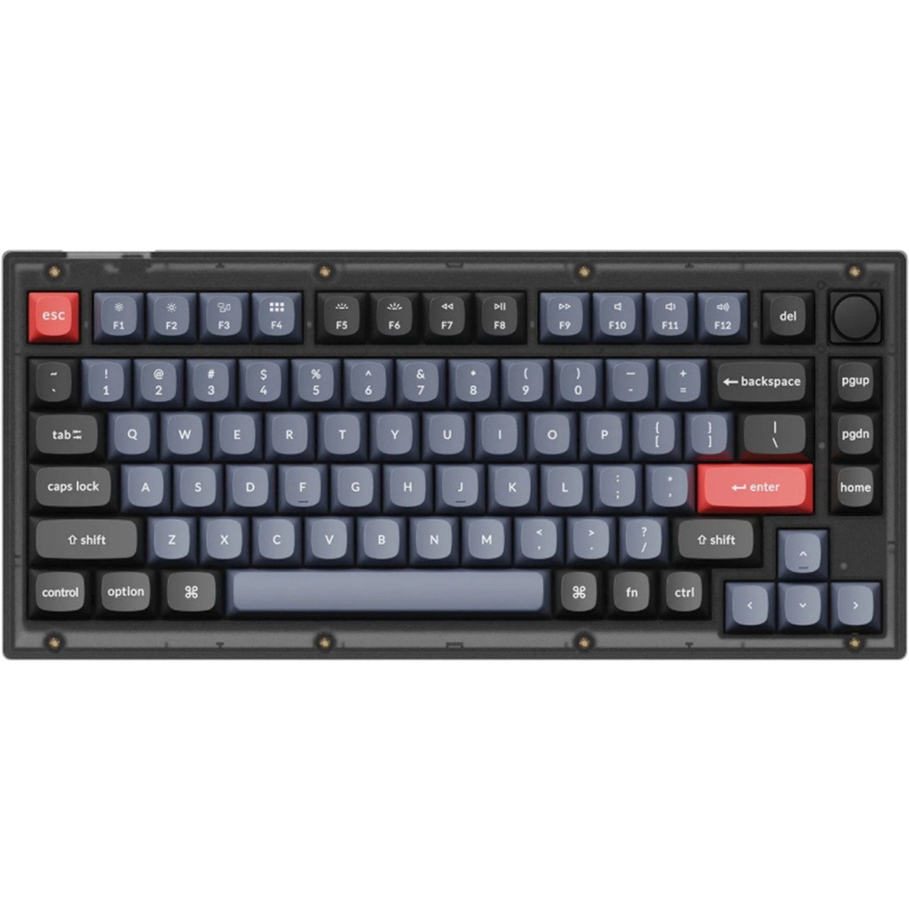 Keychron V1-C3 75% Layout 84 Key Frosted Black Brown Switch RGB Hot-Swap Wired Keyboard