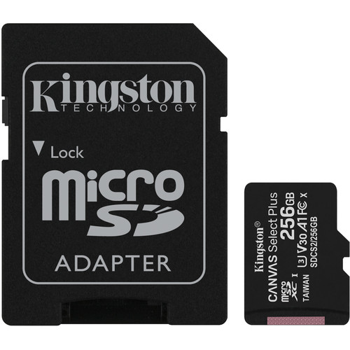 Kingston 256GB microSDHX Canvas Select Plus CL10 UHS-I Card + SD Adapter