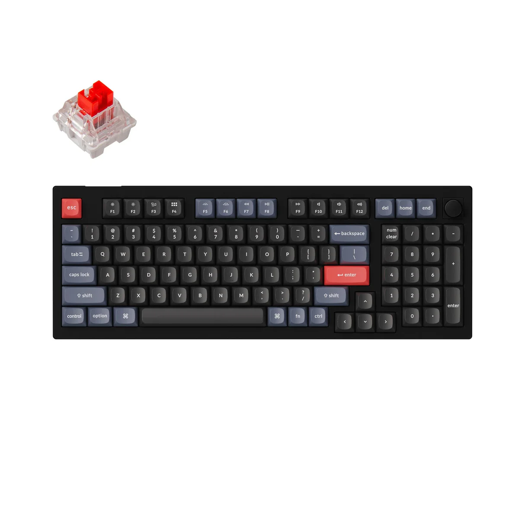 Keychron V5-D1 96% Layout 100 Key Carbon Black Red Switch RGB Hot-Swap Wired Keyboard