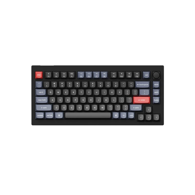 Keychron V1-D3 75% Layout 84 Key Carbon Black Brown Switch RGB Hot-Swap Wired Keyboard
